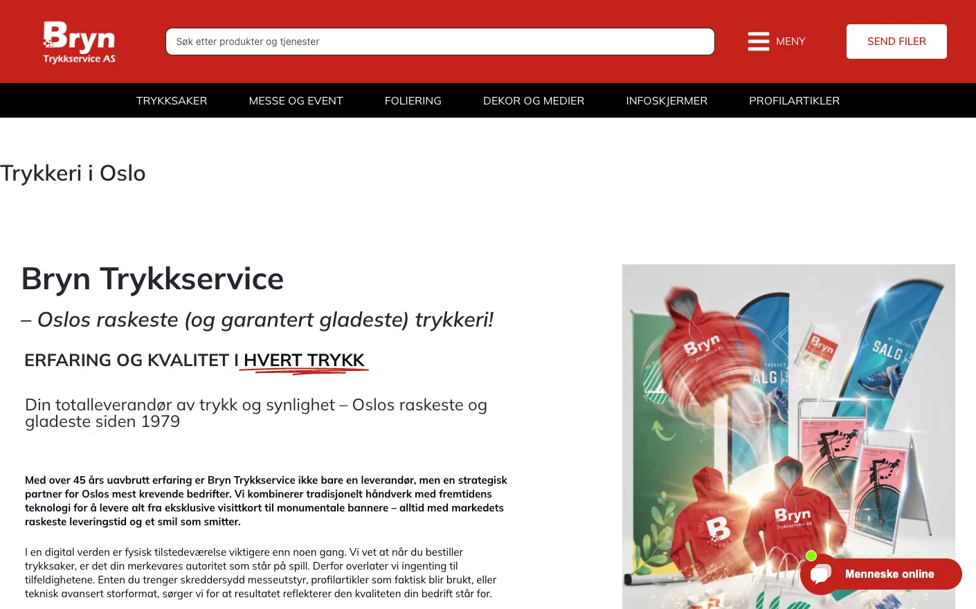 Nettsiden bryntrykkservice.no