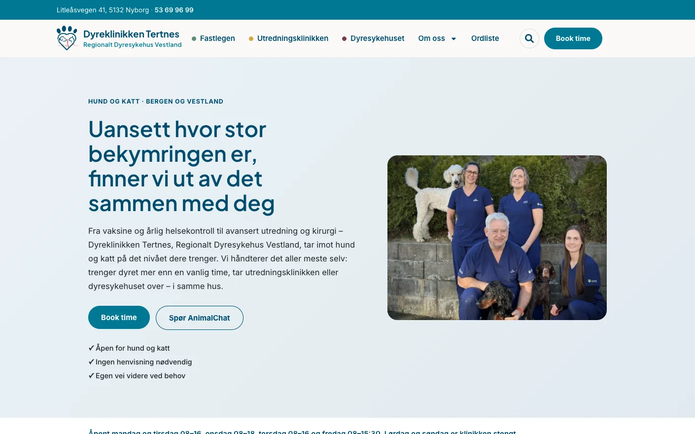 Nettsiden dyreklinikken-tertnes.no