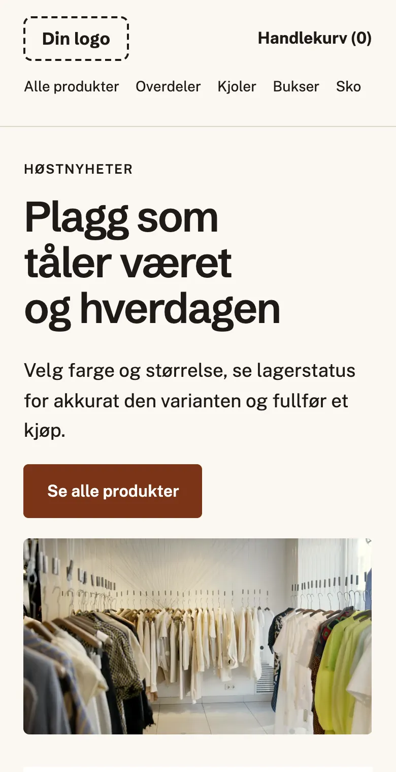 Nettbutikk for klær på mobil
