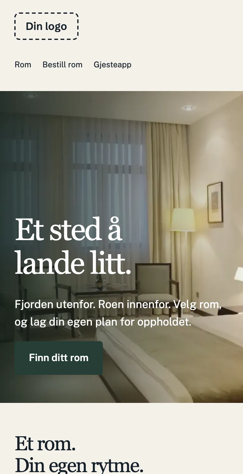 Hotellets nettside på mobil